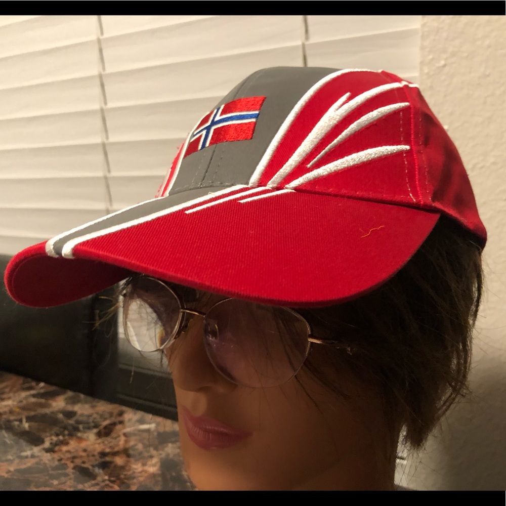 Norway Men’s Red White Gray Baseball Hats Size Adjustable